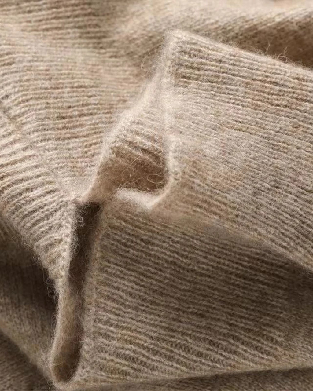 Close-up of the soft camel knit