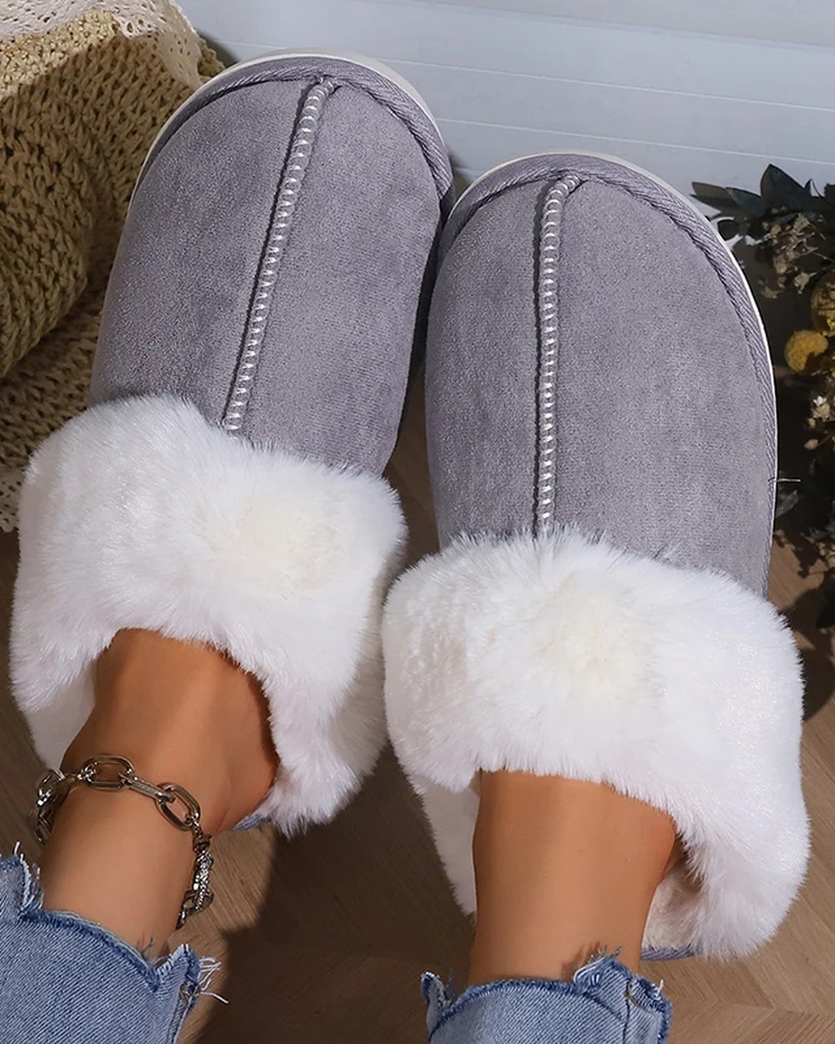 The Nell Faux Suede Scuff in Grey