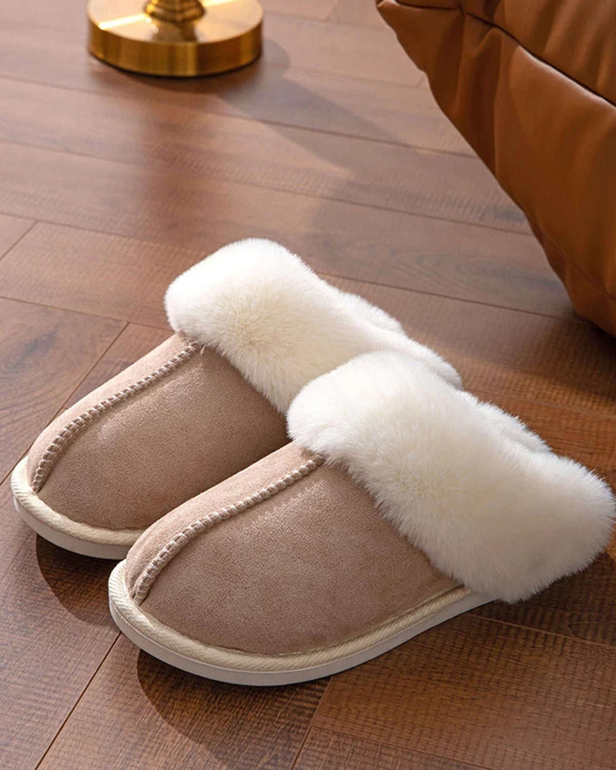 The Nell Faux Suede Scuff in Taupe